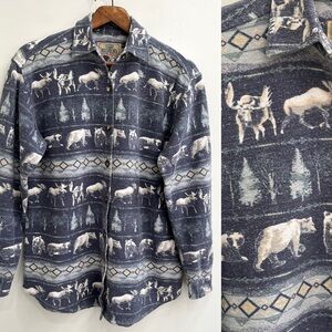 Vintage Redhead for her brushed flannel button up shirt moose bear print small